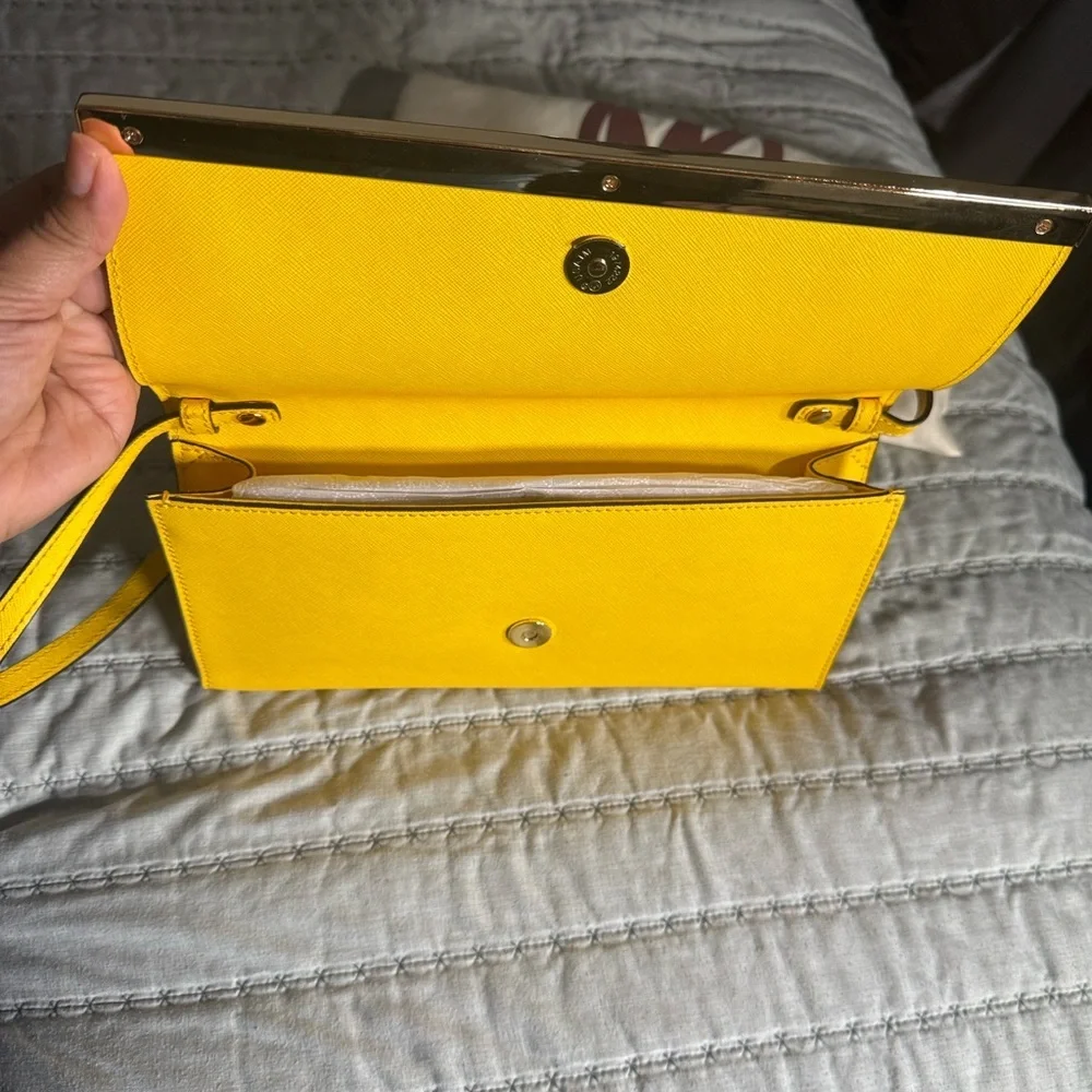 Michael Kors Yellow Leather Tilda Clutch - Picture 3 of 5